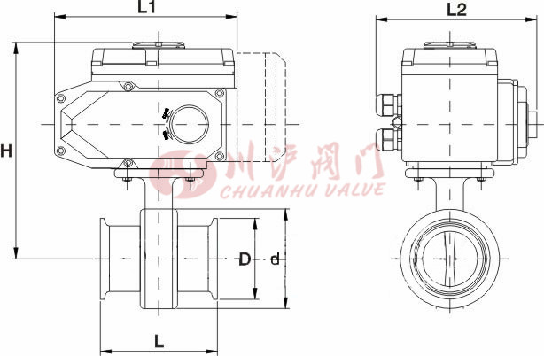 D981X電動衛(wèi)生級蝶閥結(jié)構(gòu)圖