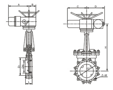 PZ973H、PZ973F、PZ973Y_電動(dòng)刀閘閥結(jié)構(gòu)圖