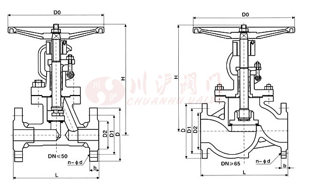 法蘭截止閥結(jié)構(gòu)圖