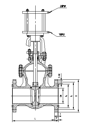 氣動(dòng)法蘭閘閥結(jié)構(gòu)圖
